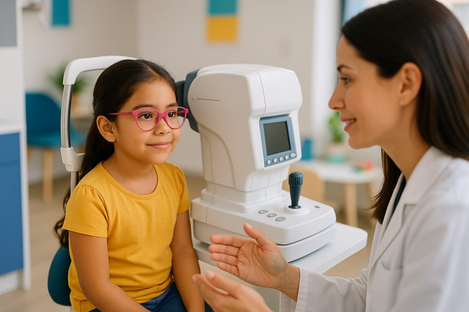 Niña en consulta de salud visual infantil