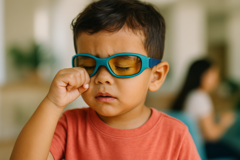 Arena en los ojos de niños: cómo proteger su visión