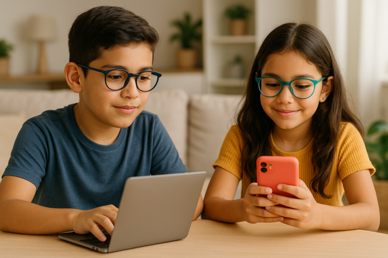 Uso de pantallas y salud visual infantil: cuida la vista de tus hijos